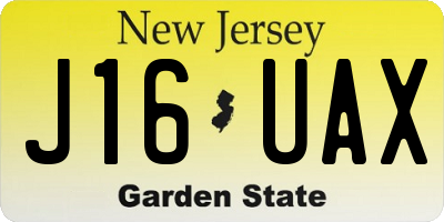 NJ license plate J16UAX
