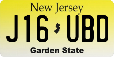 NJ license plate J16UBD