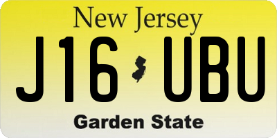 NJ license plate J16UBU