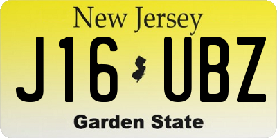 NJ license plate J16UBZ
