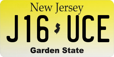 NJ license plate J16UCE