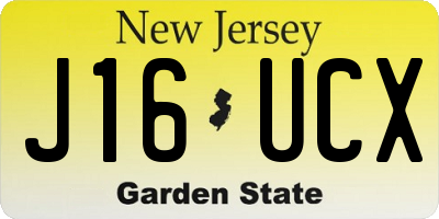 NJ license plate J16UCX