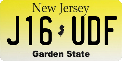 NJ license plate J16UDF