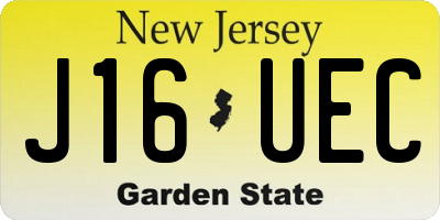 NJ license plate J16UEC