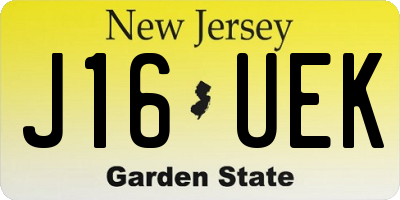 NJ license plate J16UEK