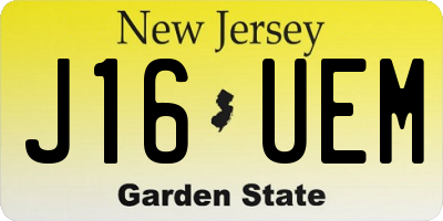 NJ license plate J16UEM
