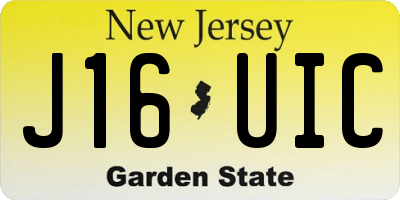 NJ license plate J16UIC