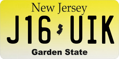 NJ license plate J16UIK