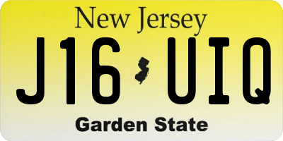 NJ license plate J16UIQ