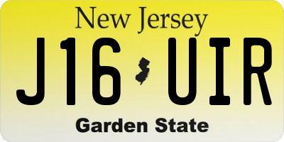 NJ license plate J16UIR