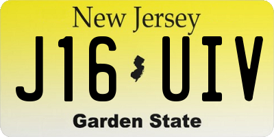 NJ license plate J16UIV