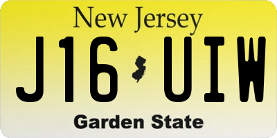 NJ license plate J16UIW