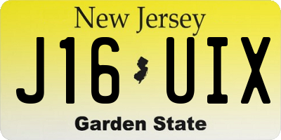 NJ license plate J16UIX
