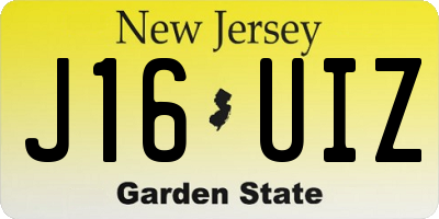 NJ license plate J16UIZ