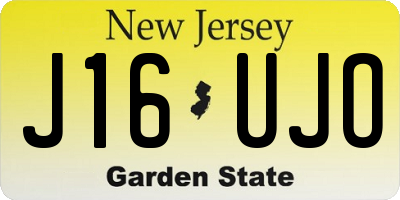 NJ license plate J16UJO