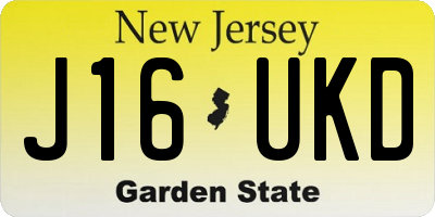 NJ license plate J16UKD