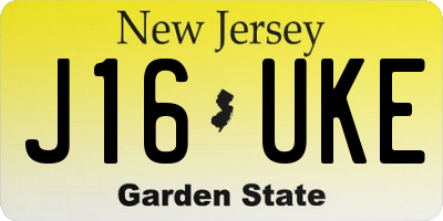 NJ license plate J16UKE