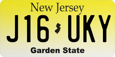 NJ license plate J16UKY