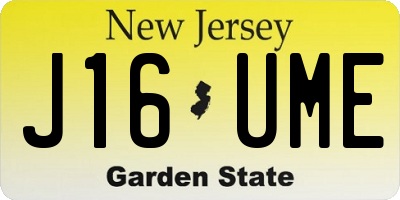 NJ license plate J16UME