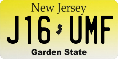 NJ license plate J16UMF