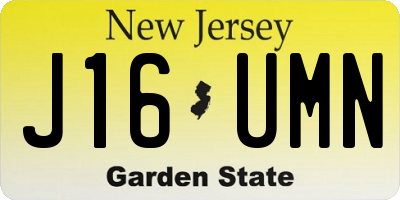 NJ license plate J16UMN