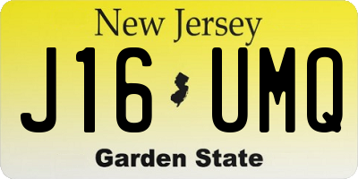 NJ license plate J16UMQ