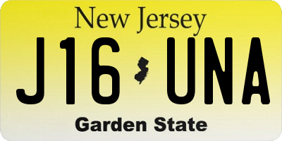 NJ license plate J16UNA