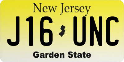 NJ license plate J16UNC