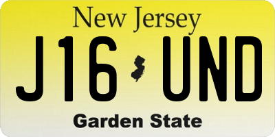 NJ license plate J16UND