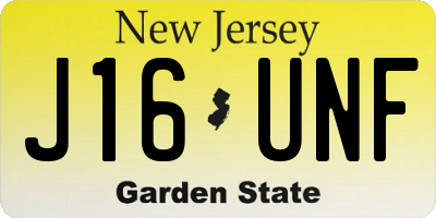 NJ license plate J16UNF