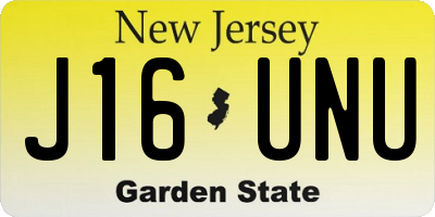 NJ license plate J16UNU
