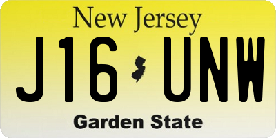 NJ license plate J16UNW