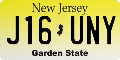 NJ license plate J16UNY