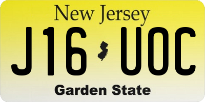 NJ license plate J16UOC