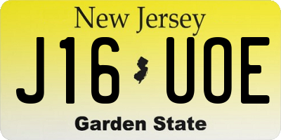 NJ license plate J16UOE