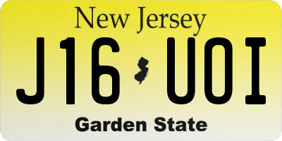 NJ license plate J16UOI