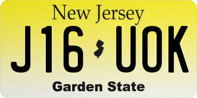 NJ license plate J16UOK