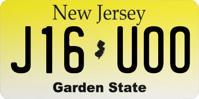 NJ license plate J16UOO