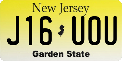 NJ license plate J16UOU