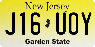 NJ license plate J16UOY