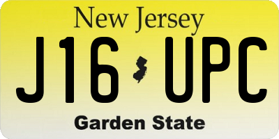 NJ license plate J16UPC