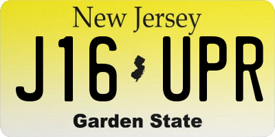 NJ license plate J16UPR
