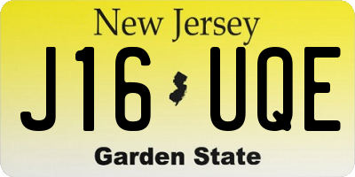 NJ license plate J16UQE