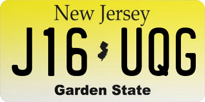 NJ license plate J16UQG
