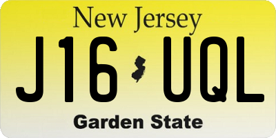 NJ license plate J16UQL