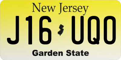 NJ license plate J16UQO