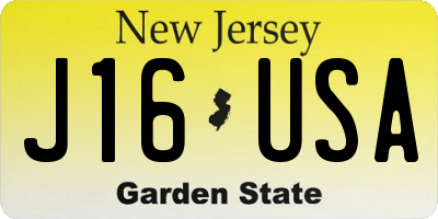 NJ license plate J16USA