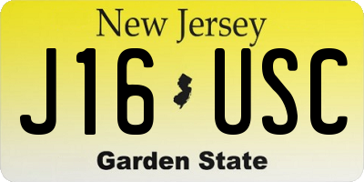 NJ license plate J16USC