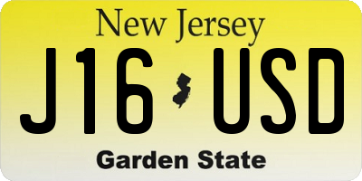 NJ license plate J16USD