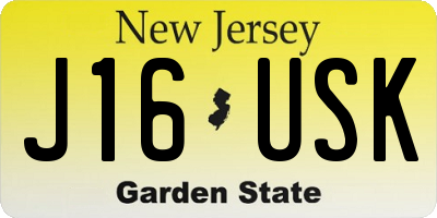 NJ license plate J16USK